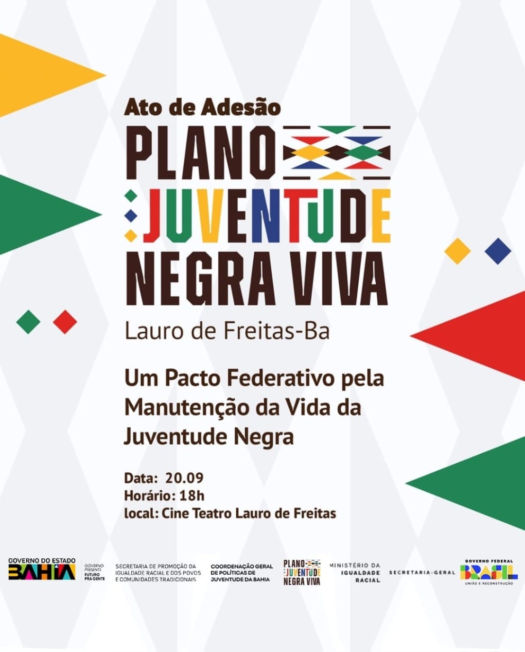  Lauro de Freitas adere ao Plano Juventude Negra Viva em cerimônia no Cine Teatro
